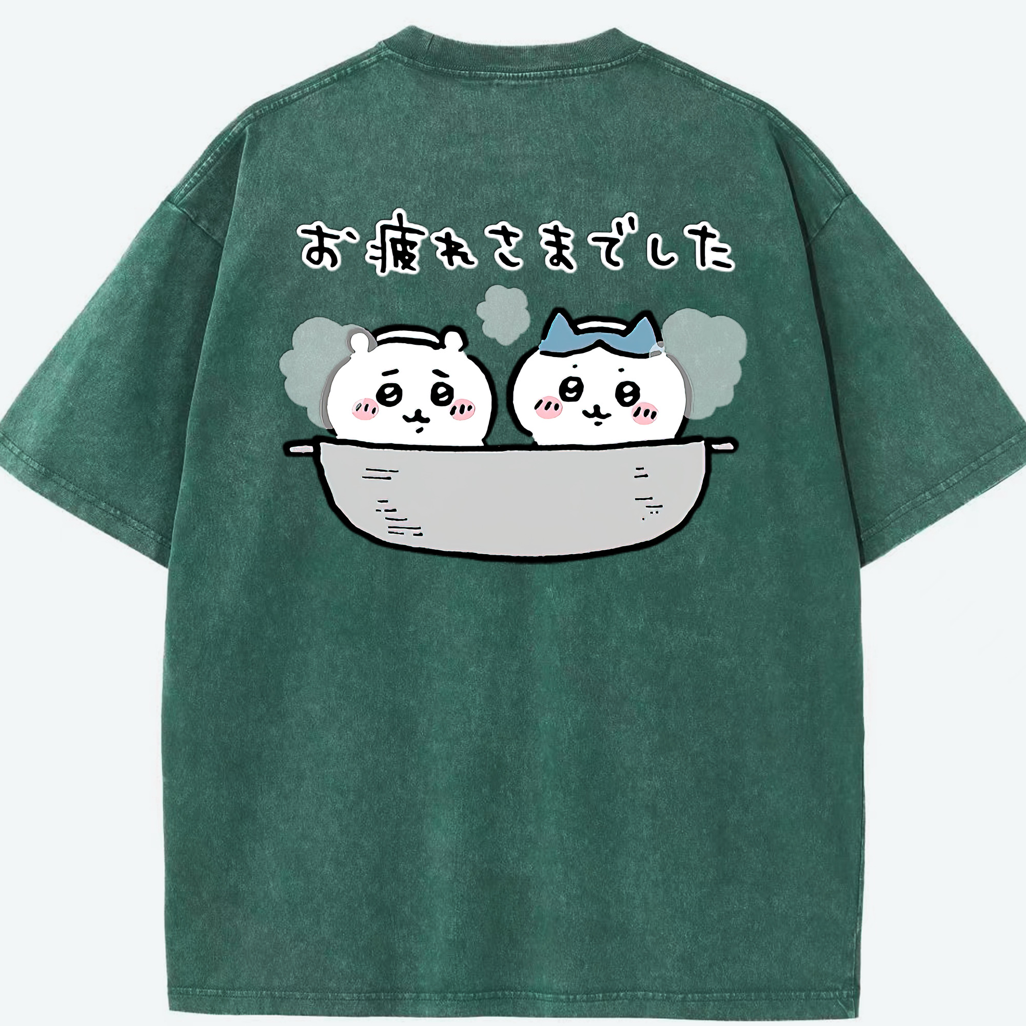（画像用） ちいかわ ハチワレ Chii-kawa hachiware 綿100% ヴィンテージ風 半袖Tシャツ（背面プリント）